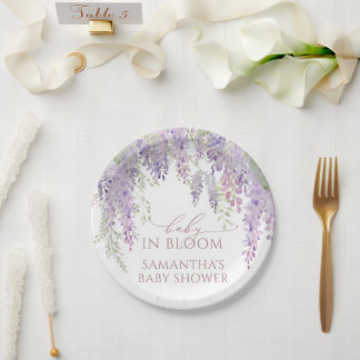 Baby in Bloom Lila Wisteria Baby Shower Pappteller