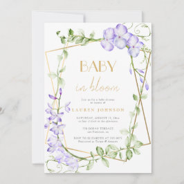 Baby in Bloom Lila Wisteria Girl Baby Dusche Einladung