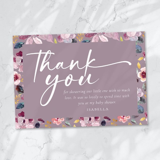 Baby in Bloom Lilac Floral Baby Dusche Dankeskarte (Von Creator hochgeladen)