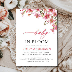 Baby in Bloom Lilies Floral Girl's Baby Shower Einladung