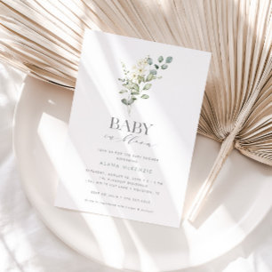 Baby in Bloom Mint Greenery Bloral Einladung