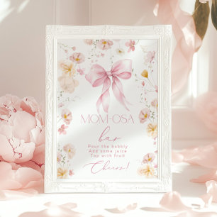 Baby in Bloom Momosa Bar Rosa Schleife Poster
