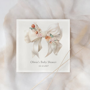 Baby in Bloom Neutral Floral Bow Babydusche Serviette