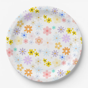 Baby in Bloom Pastel Floral Retro Baby Dusche Pappteller