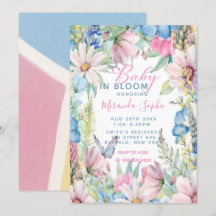 Baby in Bloom Pastel Wildblumen Kinderdusche