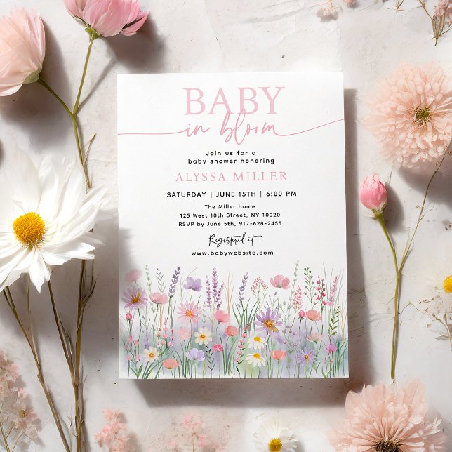 Baby in Bloom Pastel Wildblumen Kinderdusche Einladung (Von Creator hochgeladen)