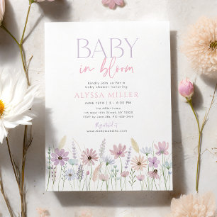 Baby in Bloom Pastell-Wildblumen-Baby-Party Einladung