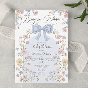 Baby In Bloom Pastell-Wildblumen-Babyparty Einladung