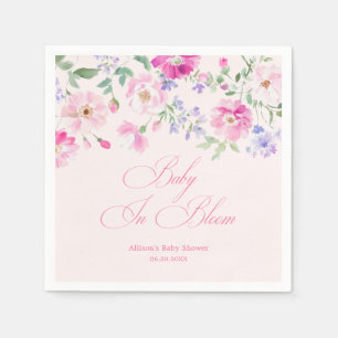 Baby In Bloom Pastellrosa Florale Babyparty Serviette