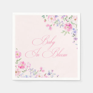 Baby In Bloom Pastellrosa Florale Babyparty Serviette
