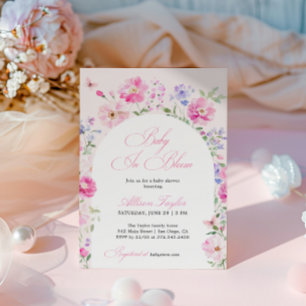Baby In Bloom Pastellrosa Floraler Bogen Baby Show Einladung
