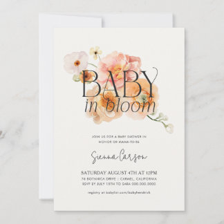 Baby in Bloom Peachy Kinderdusche Einladung