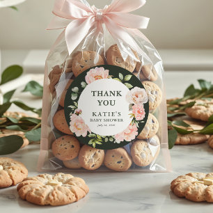 Baby in Bloom Pink Aquarell Blumenspülung Runder Aufkleber