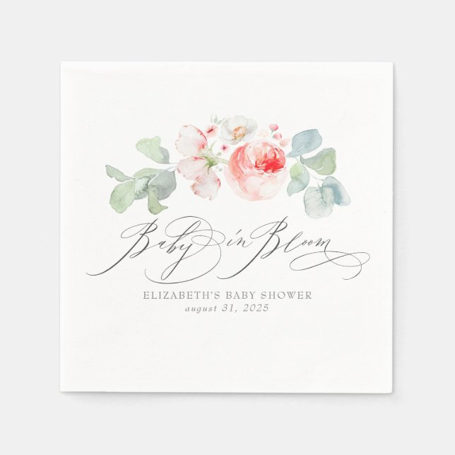 Baby in Bloom Pink Blume Elegante Babydusche Serviette (Vorderseite)