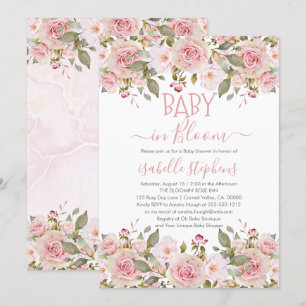 Baby in Bloom Pink Blumenblütendusche Einladung