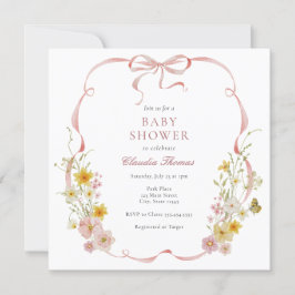 Baby in Bloom Pink Blumendusche Einladung
