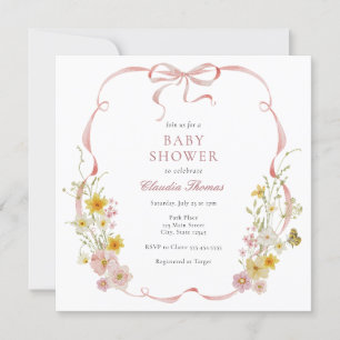 Baby in Bloom Pink Blumendusche Einladung