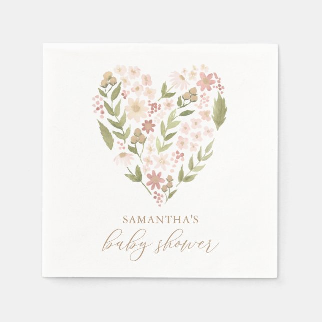 Baby in Bloom Pink Blütendusche Serviette (Vorderseite)