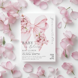 Baby in Bloom Pink Bow Baby shower Invitation