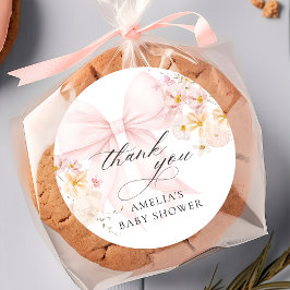 Baby in Bloom Pink Bow Babyaufkleber Runder Aufkleber