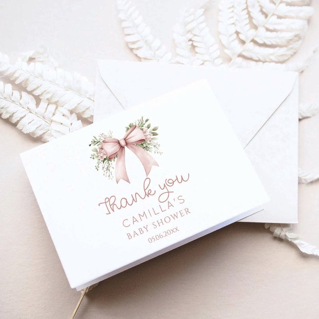 Baby in Bloom Pink Bow Babydusche Dankeskarte (Von Creator hochgeladen)