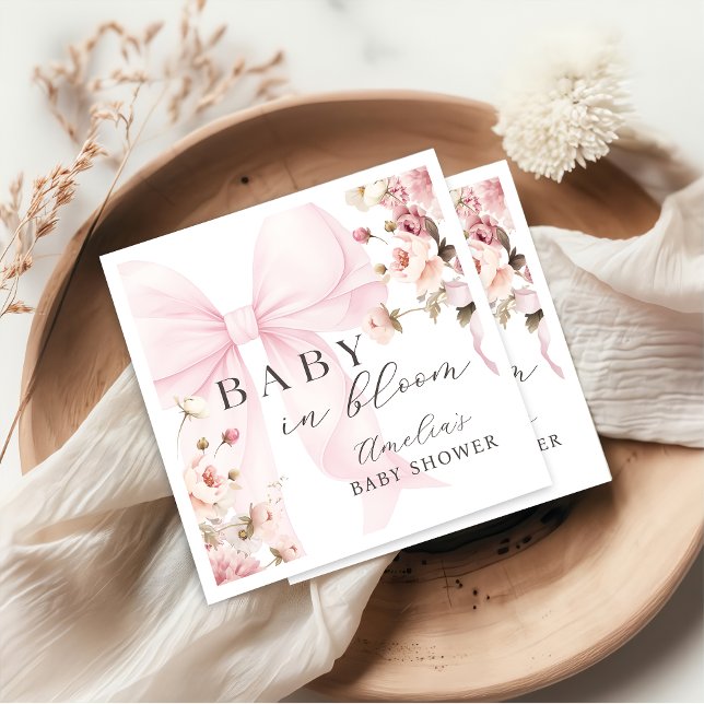 Baby in Bloom Pink Bow Babydusche Napkins Serviette (Von Creator hochgeladen)