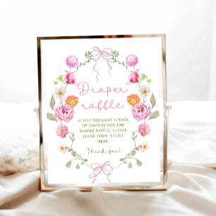 Baby in Bloom Pink Bow Babydusche Windelwindung Poster