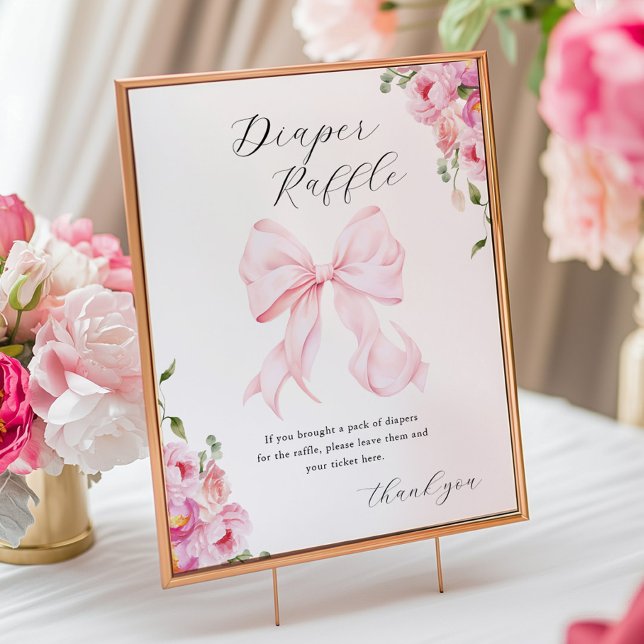 Baby in Bloom Pink Bow Diaper Raffle Poster (Von Creator hochgeladen)