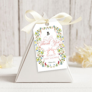 Baby in Bloom Pink Bow Floral Girl Babydusche Geschenkanhänger