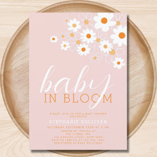 Baby in Bloom Pink Daisy Baby Shower Einladung