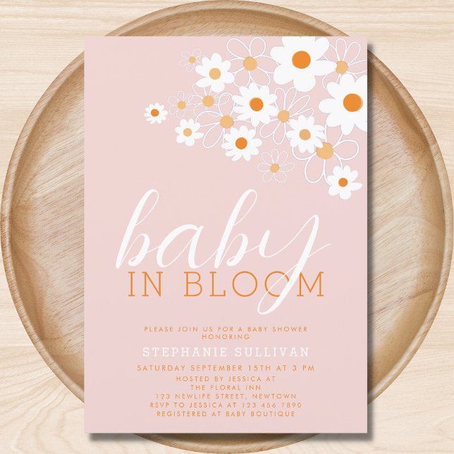 Baby in Bloom Pink Daisy Baby Shower Einladung (Von Creator hochgeladen)