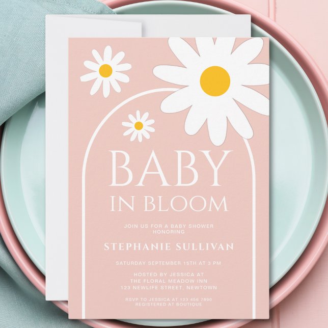 Baby in Bloom Pink Daisy Baby Shower Einladung (Von Creator hochgeladen)