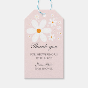 Baby in Bloom Pink Daisy Baby Shower Geschenkanhänger
