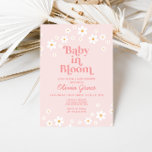 Baby in Bloom Pink Daisy Kinderdusche Einladung<br><div class="desc">Baby in Bloom! Rosa Daisy Baby Dusche Einladung mit 70er-Stil Gänseblümchen und boho Schriftart und Farben.</div>