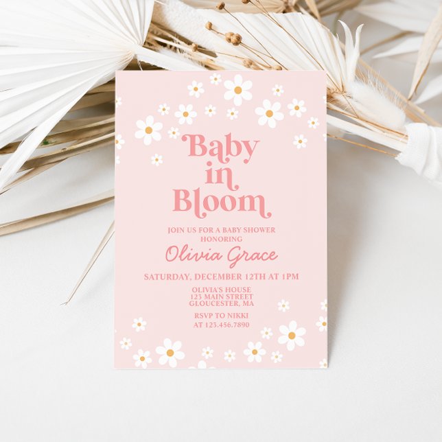 Baby in Bloom Pink Daisy Kinderdusche Einladung (Von Creator hochgeladen)