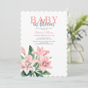 Baby in Bloom Pink Floral Girl Babydusche Einladung