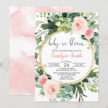 Baby in Bloom Pink Gold Greenery Baby Dusche