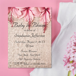 Baby in Bloom Pink Linen Florals Baby Dusche Einladung