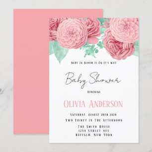 Baby in Bloom Pink Peony Baby Dusche Einladung