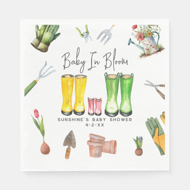 Baby in Bloom Pink Rain Boots Garden Baby Dusche Serviette (Vorderseite)
