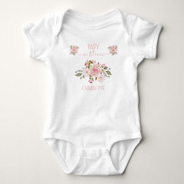 Baby in Bloom Pink Rose Bloral Baby Strampler (Vorderseite)