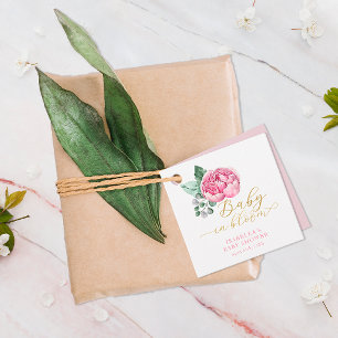 Baby in Bloom Pink und Gold Floral Baby Dusche Fav Geschenkanhänger