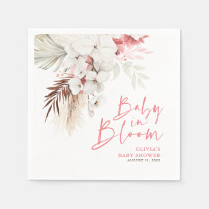 Baby in Bloom Pink White Floral Baby Dusche Serviette
