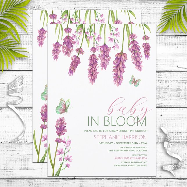 Baby in Bloom Pink Wildblume Kinderdusche Einladung (Von Creator hochgeladen)