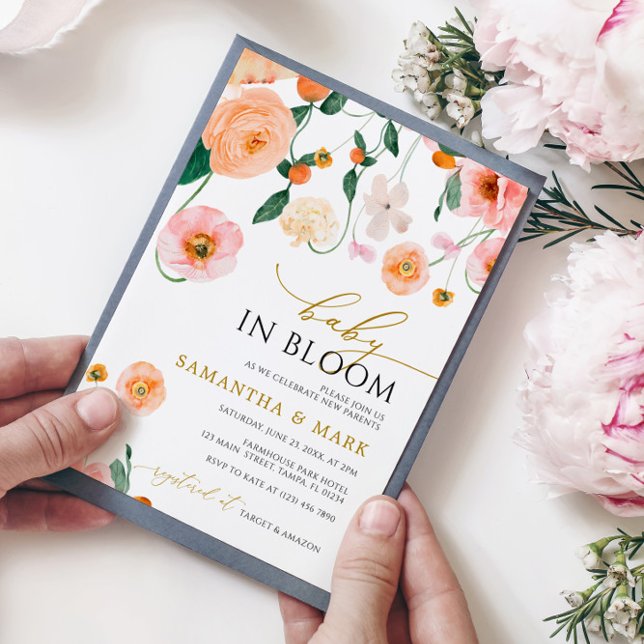 Baby in Bloom Poppies Blume Dusche Einladung (Von Creator hochgeladen)