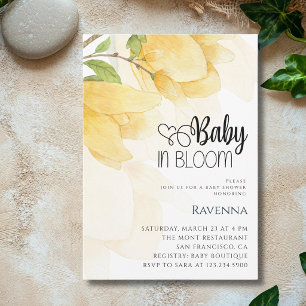 Baby in Bloom Preppy Gelbe Magnolie Baby-Party Einladung