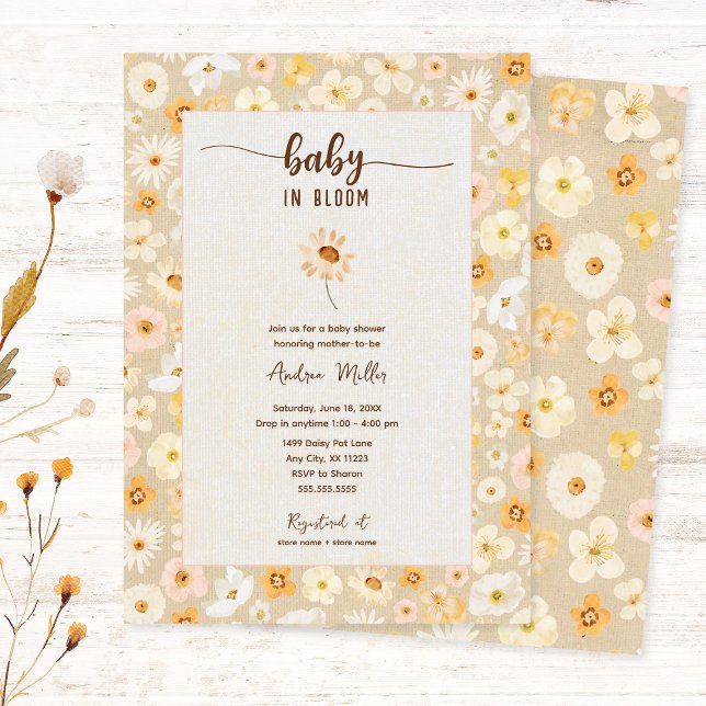 Baby in Bloom pressé fleurs Invitation (Créateur téléchargé)
