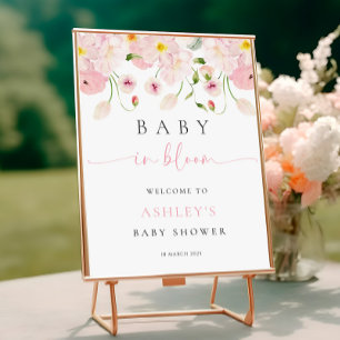 Baby In Bloom Rosa Babyparty-Willkommensposter Poster