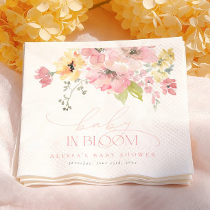 Baby in Bloom Rosa Blumen-Mädchen-Baby-Party Serviette