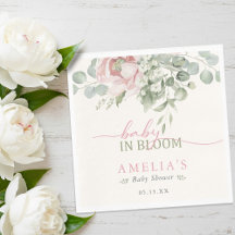 Baby in Bloom Rosa Florale Aquarell Mädchen-Party